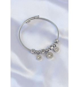 316L Çelik Gümüş Renk Zirkon Taşlı Model Charm Bileklik 5886 - SSSSSS5650-1962