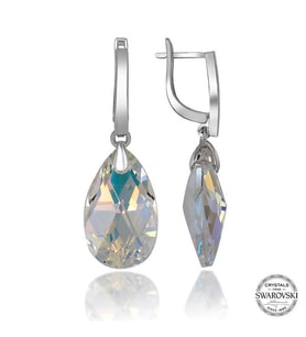 Swarovski Crystal Taşlı Gümüş Damla Sallantılı Kadın Küpe