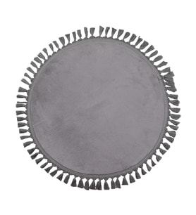 Modern Dekoratif Yuvarlak Puffy Peluş Ponpon Saçaklı Salon Oturma Odası Halısı Gri