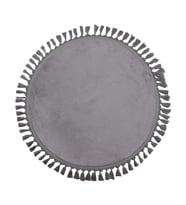 Modern Dekoratif Yuvarlak Puffy Peluş Ponpon Saçaklı Salon Oturma Odası Halısı Gri