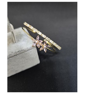 Lotus Pembe Taşlı Suyolu Çelik Kadın Kelepçe Bileklik