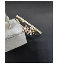 Lotus Pembe Taşlı Suyolu Çelik Kadın Kelepçe Bileklik