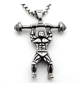 Body Building Fitness Spor Çelik Erkek Kolye Zincir Q0724