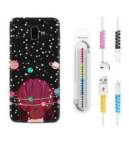 Samsung J6 Plus J7 Prime J7 Pro M20 Kılıf Kablo Koruma Spiral Silikon Space Woman 1311