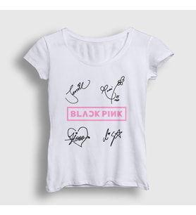 Presmono Kadın Beyaz Signs Blackpink T-Shirt 19650tt (Beyaz)