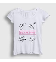 Presmono Kadın Beyaz Signs Blackpink T-Shirt 19650tt (Beyaz)