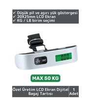 Premium Taşınabilir Seyahat Bavul Ağırlık Tartı Dijital LCD Ekran Kompakt Bagaj Tartısı MAX 50 Kg