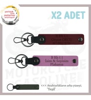 Sevdiğine İsim Plaka ve B Rh (-) Kan Grubu Yazılı Anlamlı Hediye Deri x2 Anahtarlık, Pembe-Bordo-Ysl (Çok Renkli)