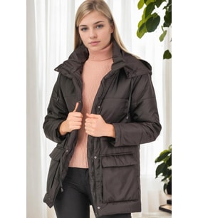 Dewberry Kadın %100 Polyester Kaban Siyah Z9703 Günlük Dış Giyim, Kazak ve Gömlek Kombini, Seyahat Gardırobu