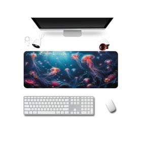 SonicTouch Klavye Mousepad 40x90cm Dikişsiz Pürüzsüz Sıvı Geçirmez Kaymaz Taban Işıltılı Derinlikler