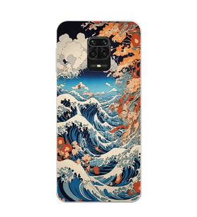 Redmi Note 9 Pro/Note 9S Uyumlu Kanagawa Dalga Desenli Şeffaf Telefon Kılıfı