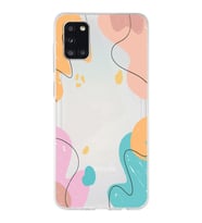 Samsung Galaxy A31 Uyumlu Kapak Karışık Renkler Tasarımlı Şeffaf Silikon Kılıf
