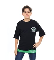 Erkek Çocuk Garni Detaylı Baskılı T-Shirt 9-14 Yaş Lx7083 ANGELOS GIRLS (Siyah)