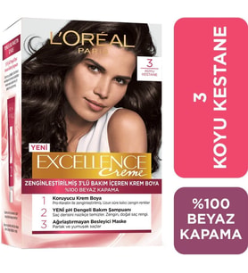 Loreal Excellence Creme Saç Boyası 3 Koyu Kestane