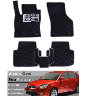 KİA RİO HATCHBACK (2005-2011) Uyumlu EVA Paspas Tam Set–Araca Özel,Kolay Montaj,Su Geçirmez