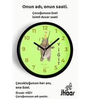 İsme Özel Dans Eden Ayı Çocuk Odası Duvar Saati Orta Boy 30 cm Siyah Camlı Sessiz