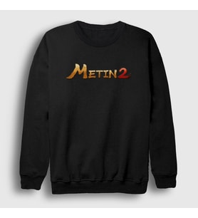 Presmono Unisex Beyaz Logo Oyun Metin2 Sweatshirt 522671tt (Siyah)