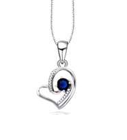 Diamond Serisi Safir Tektaş Kalp Stylish/Night Gümüş Kadın Kolye