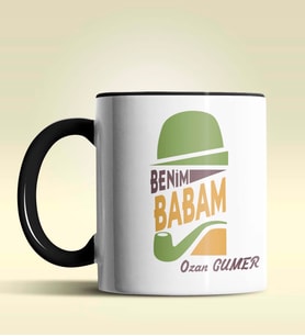 Kişiye Özel Benim Babam Tasarımlı Siyah Kupa Bardak (Siyah)