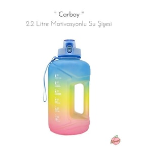 Fitmart Carboy - 2.2 Litre Motivasyonlu Su Şişesi mavi-sarı-pembe