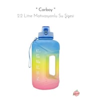 Fitmart Carboy - 2.2 Litre Motivasyonlu Su Şişesi mavi-sarı-pembe