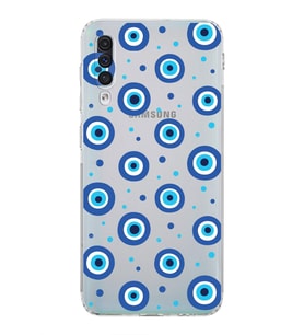 PrintiFy Samsung Galaxy A50s ile Uyumlu Nazar Boncuğu 1 Baskılı Kamera Korumalı Şeffaf Silikon Kılıf
