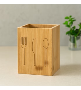 Ahşap Bambu Kaşıklık Organizer 9x9 cm