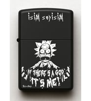 Rick and Morty Toxic Rick Desenli Kişiye Özel İsimli Siyah Benzinli Metal Çakmak