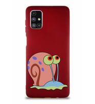 Samsung Galaxy M51 Soft Premier Kapak Salyangoz Gary Tasarımlı Silikon Kılıf - Mürdüm (Şeffaf)
