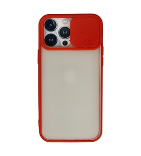 İphone 13 Pro Max Kılıf Palm Buzlu Kamera Sürgülü Silikon - Kırmızı