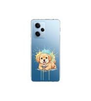 Redmi Note 12 Pro 5G ile Uyumlu Splash Köpek Tasarımlı Şeffaf Silikon Kılıf