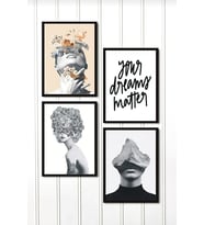 Your Dreams Metter Resimli Dekoratif 4 Parça Çerçeve Görünümlü Mdf Tablo