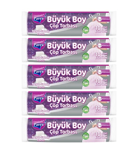 Büzgülü 10'lu Çöp Torbası Beyaz Sabun Kokulu Büyük Boy 65 x 70 cm Beşli Paket