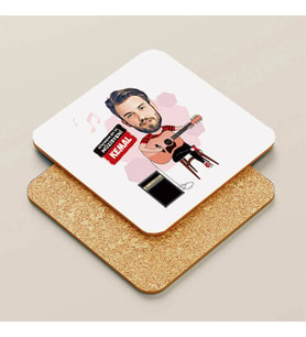 Kişiye Özel Erkek Gitarist Karikatürlü Bardak Altlığı