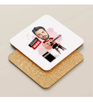 Kişiye Özel Erkek Gitarist Karikatürlü Bardak Altlığı