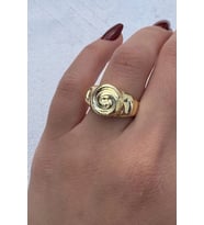 Vintage Seri Gül Motifli Spiral Form Ayarlanabilir Kadın Çelik Yüzük
