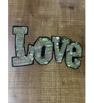 13X22 CM PUL PAYETLİ LOVE YAZI APLİKE ARMA YAMA DİKİŞ HOBİ AKSESUARI
