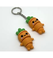 Sevimli Havuç Anahtarlık Seti - 3D Baskı Kawaii Carrot Keychain - Çanta Aksesuarı ve Hediye Biblo