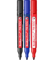 Office PM 850 Permanent Kalıcı Yuvarlak Uçlu Markör 3'Lü Blister Siyah, Mavi, Kırmızı