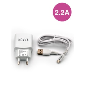 Micro & USB Girişli 2.2 A Şarj Cihazı 1 Metre Kablo + Adaptör Takım Samsung Huawei Modellerle Uyumlu (Beyaz)
