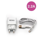 Micro & USB Girişli 2.2 A Şarj Cihazı 1 Metre Kablo + Adaptör Takım Samsung Huawei Modellerle Uyumlu (Beyaz)
