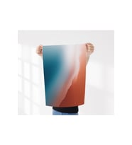 Çerçevesiz Poster  Minimalist Plaj Dalga Posteri  Turkuaz Turuncu Renk  Dijital Baskı Poster (Çok Renkli)