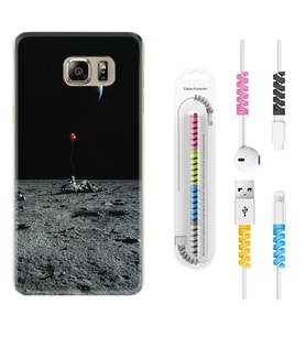 Samsung S7 Edge S20 Fe Plus Ultra S21 S22 Kılıf Kablo Koruma Spiral Silikon Astronoot Red Baloon 1608