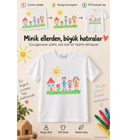 Kişiye Özel Çocuk Çiziminden DTG Baskılı Beyaz Pamuklu Tişört