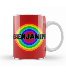Benjamin Name Custom   vintage Retro Rainbow Style Design GiftBaby Gift For Him Kupa Bardak Porselen