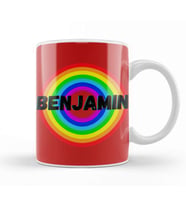 Benjamin Name Custom   vintage Retro Rainbow Style Design GiftBaby Gift For Him Kupa Bardak Porselen