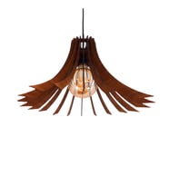 Kirpi Modern Tasarım Doğal Ahşap MDF 3D Lazer Kesim Rustik Salon Avize (Ceviz)