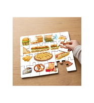 Fast Food Yiyecekler Tasarımlı 24 Parça Ahşap Çocuk Puzzle MPK1180