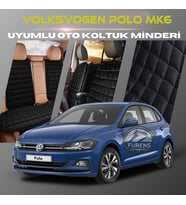 Volksvogen Polo MK6 Siyah Renk Tay Tüyü Cepli & Terletmez Sırtlı Oto Koltuk Minder Seti - Koltuk Koruma Kılıfı (ÖN & ARKA TAM SET)