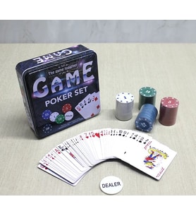 Metal Kutulu 80 Chip Ve 1 Adet İskambil Kağit Setine Sahip Poker Oyunu Alk3534